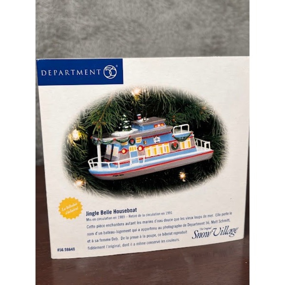 Dept 56 Snow Village Jingle Belle Houseboat Ornament 56.98648 Lighted Vintage